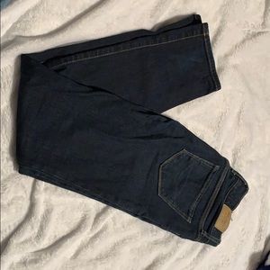 Dark Blue jeans, straight, no rips